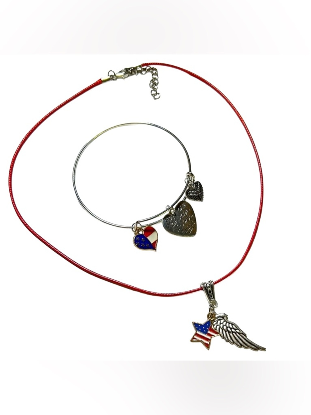 Handmade Patriotic Remembrance Charm Bracelet & Necklace Set